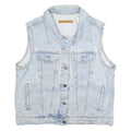 ANNE KLEIN Womens Light Blue Denim Sleeveless Jacket M Cotton Button Front