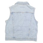 ANNE KLEIN Womens Light Blue Denim Sleeveless Jacket M Cotton Button Front