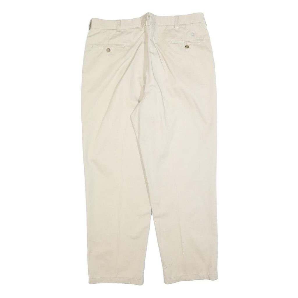 TOMMY HILFIGER Mens Cotton Blend Beige Regular Straight Trousers W38 L32 Classic