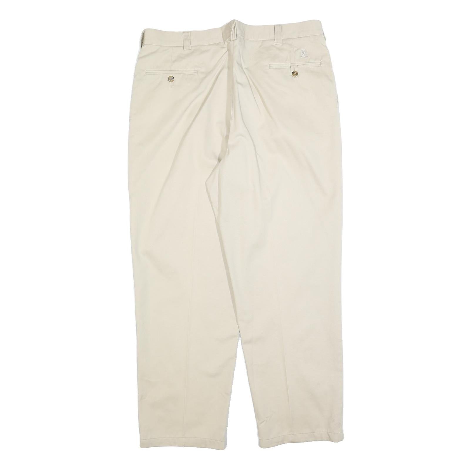 TOMMY HILFIGER Mens Cotton Blend Beige Regular Straight Trousers W38 L32 Classic