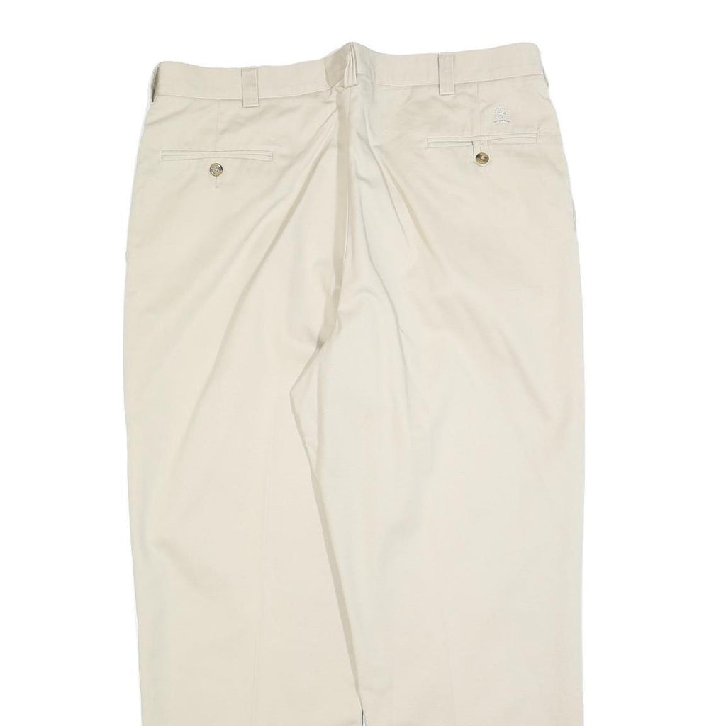 TOMMY HILFIGER Mens Cotton Blend Beige Regular Straight Trousers W38 L32 Classic