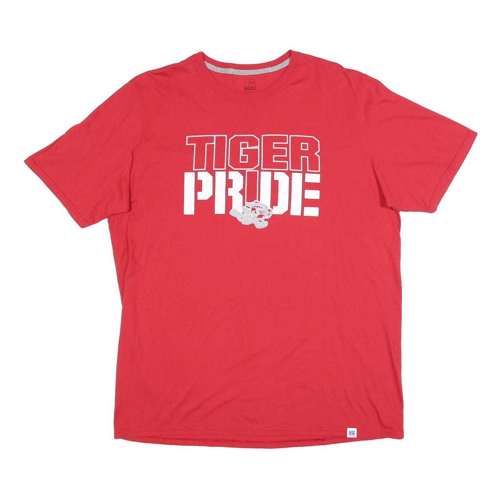 RUSSELL ATHLETIC Mens Red Tiger Pride Graphic T-Shirt XL Short Sleeve Crew Neck