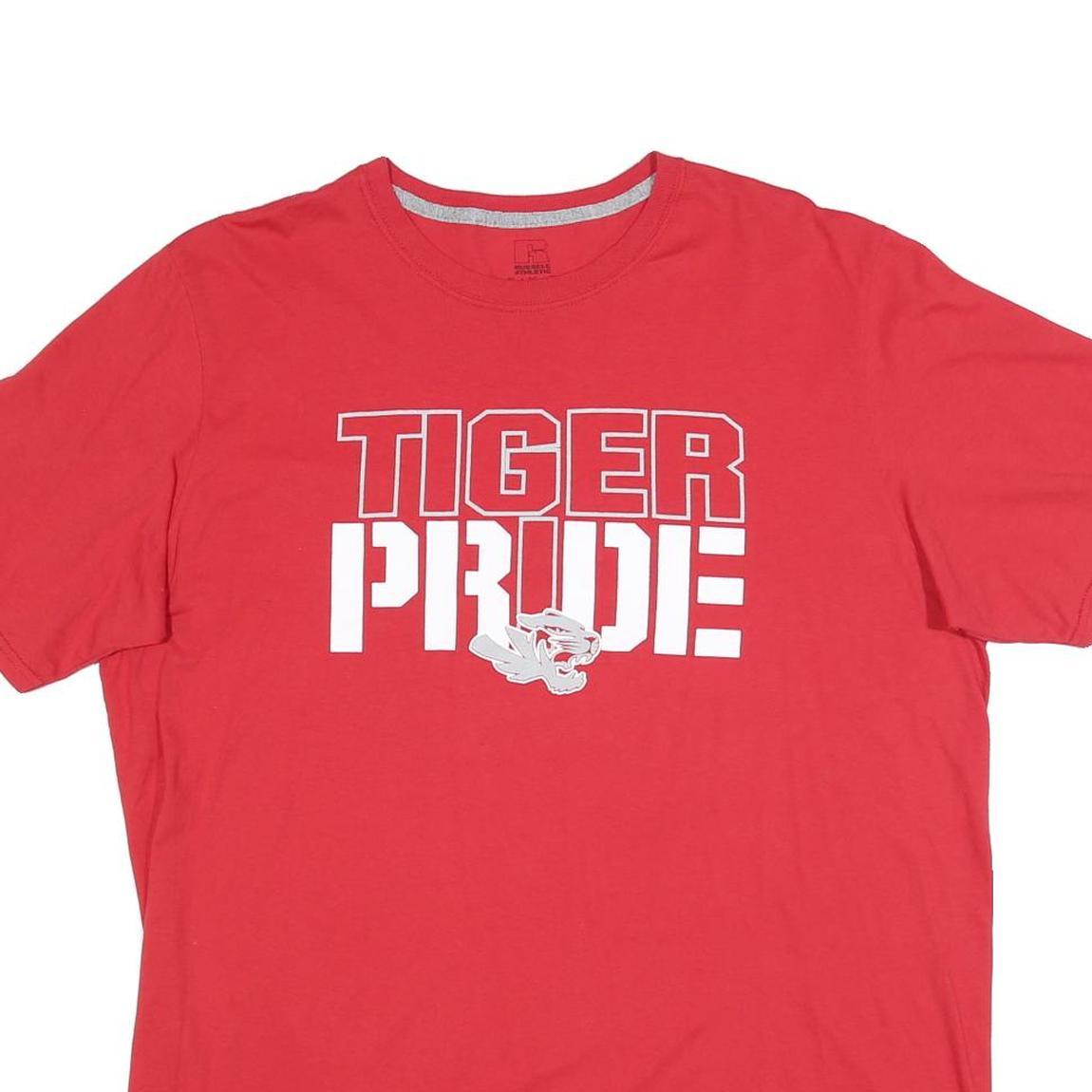 RUSSELL ATHLETIC Mens Red Tiger Pride Graphic T-Shirt XL Short Sleeve Crew Neck