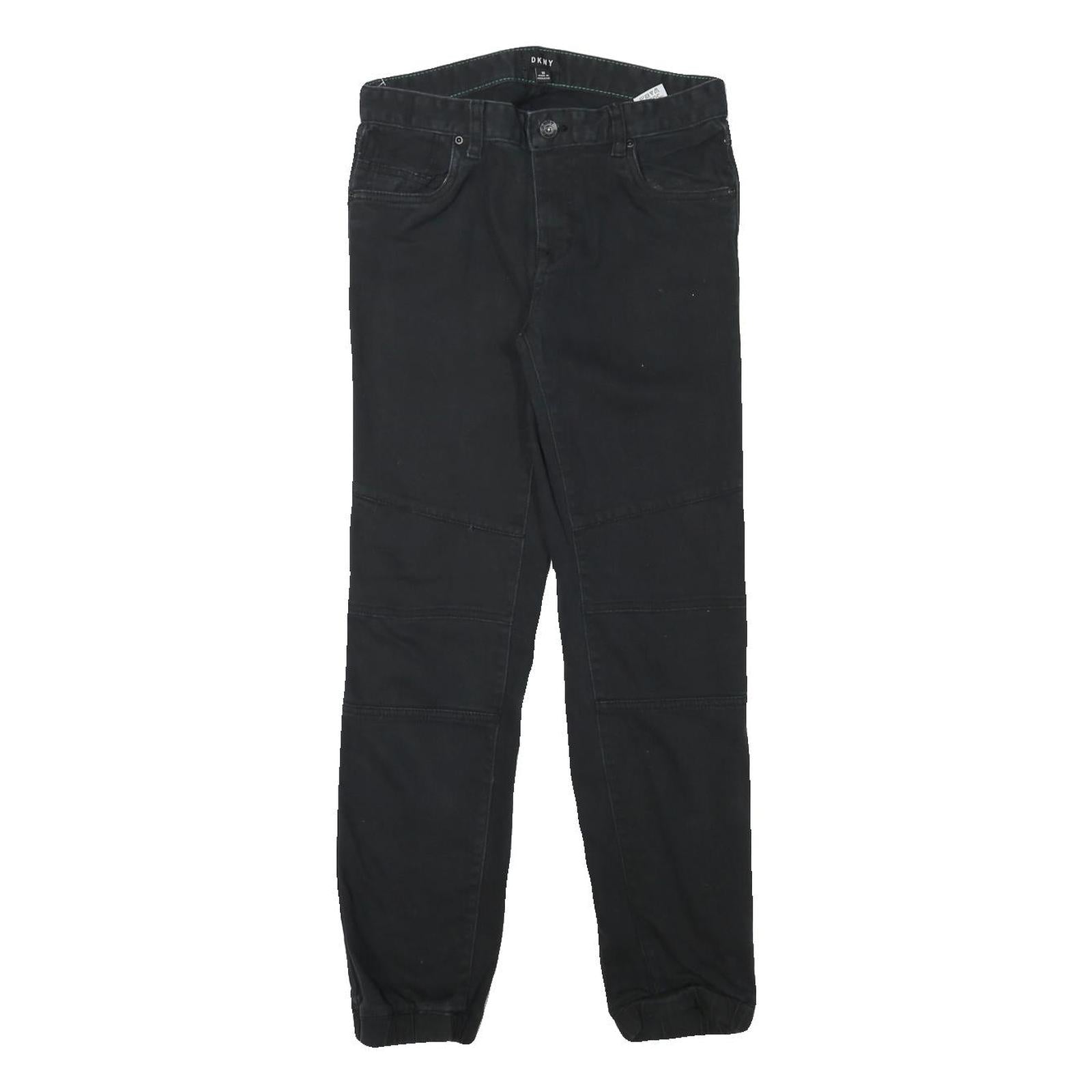 DKNY Womens Cotton Blend Black Slim Tapered Trousers W28 L27 Stylish Casual Zip