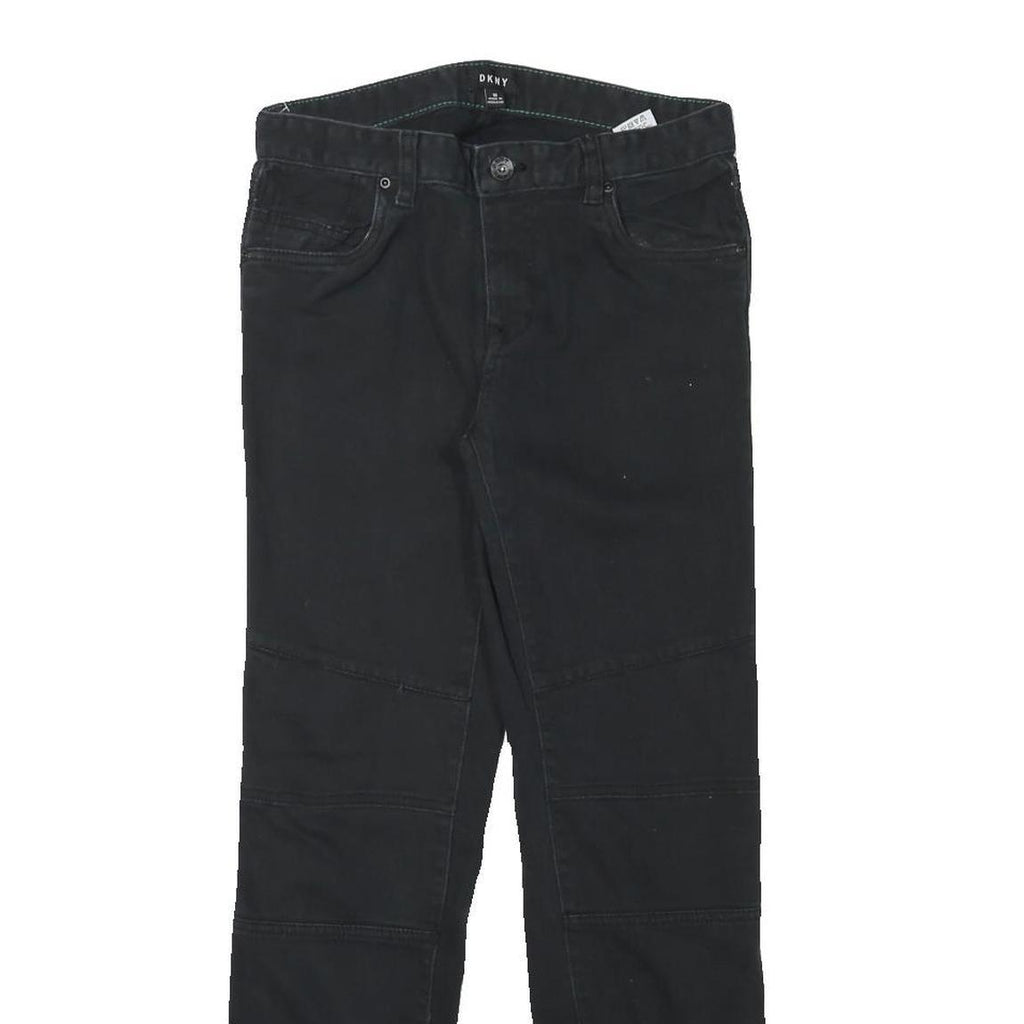 DKNY Womens Cotton Blend Black Slim Tapered Trousers W28 L27 Stylish Casual Zip