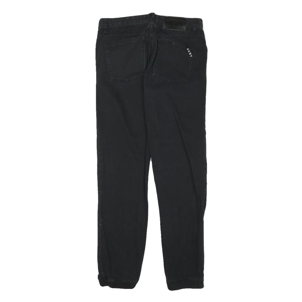 DKNY Womens Cotton Blend Black Slim Tapered Trousers W28 L27 Stylish Casual Zip