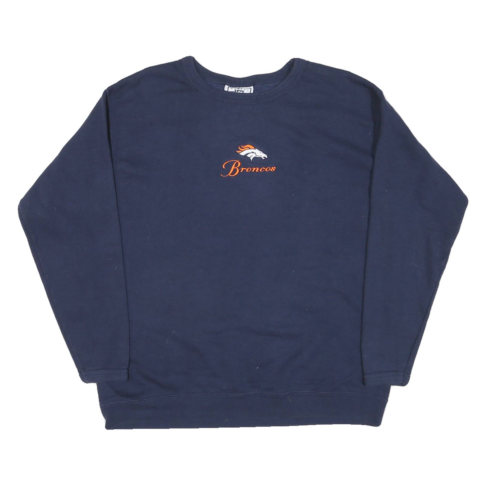 LEE Womens Navy Blue Broncos Crew Neck L Sweatshirt Cotton Blend
