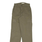 STR Mens Cotton Blend Khaki Relaxed Straight Leg Trousers W26 L31 Casual Zip