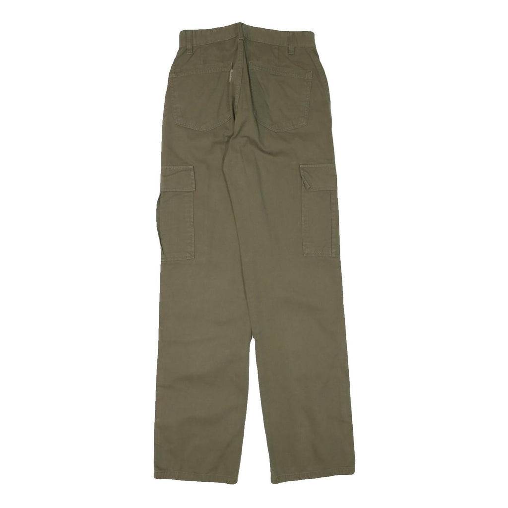 STR Mens Cotton Blend Khaki Relaxed Straight Leg Trousers W26 L31 Casual Zip