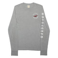 HOLLISTER Mens Grey Long Sleeve Crew Neck T-Shirt M Logo Print Cotton Blend