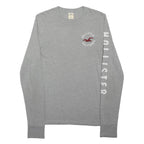 HOLLISTER Mens Grey Long Sleeve Crew Neck T-Shirt M Logo Print Cotton Blend