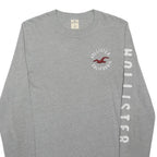 HOLLISTER Mens Grey Long Sleeve Crew Neck T-Shirt M Logo Print Cotton Blend