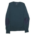 TOMMY HILFIGER Mens Blue Plain Wool Crew Neck Basic Knit Jumper M Classic