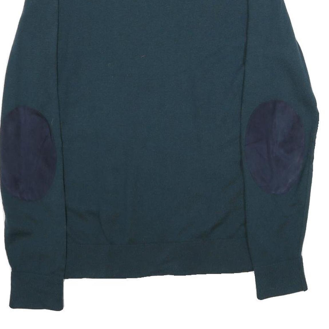 TOMMY HILFIGER Mens Blue Plain Wool Crew Neck Basic Knit Jumper M Classic