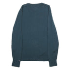 TOMMY HILFIGER Mens Blue Plain Wool Crew Neck Basic Knit Jumper M Classic