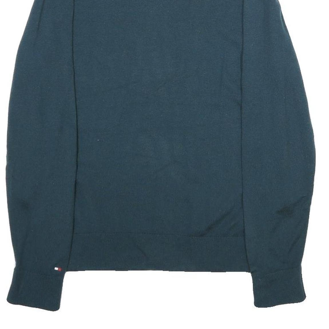 TOMMY HILFIGER Mens Blue Plain Wool Crew Neck Basic Knit Jumper M Classic