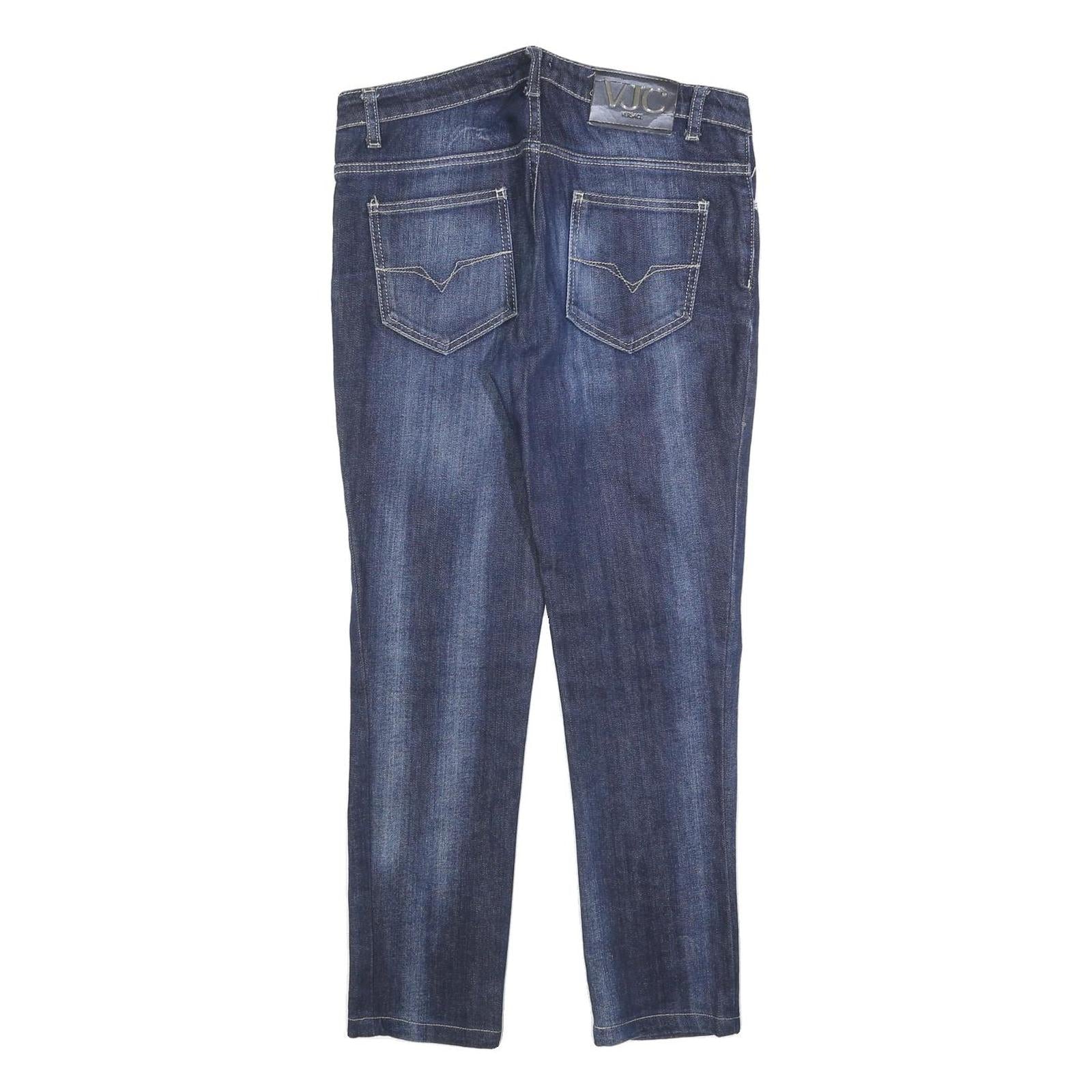 VERSACE Womens Blue Slim Skinny Denim Cotton Blend Medium W30 L26 Zip Pockets