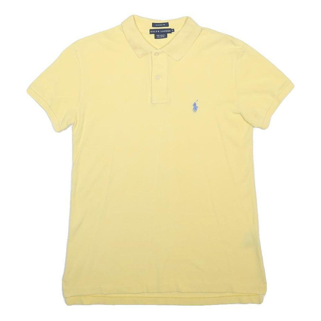 RALPH LAUREN Mens Yellow Short Sleeve Polo Shirt S Classic Fit Cotton Blend