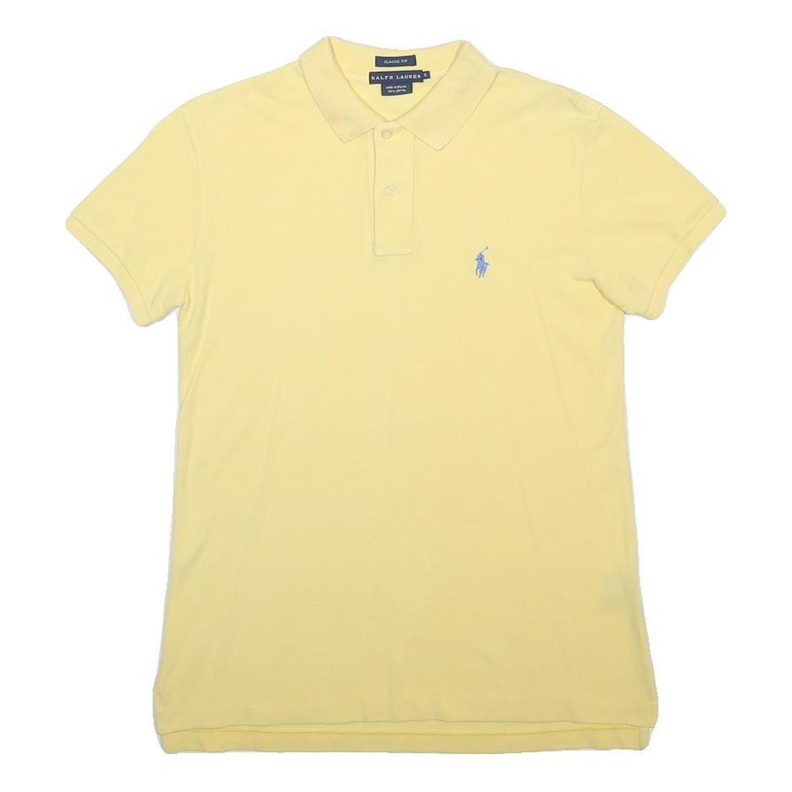 RALPH LAUREN Mens Yellow Short Sleeve Polo Shirt S Classic Fit Cotton Blend