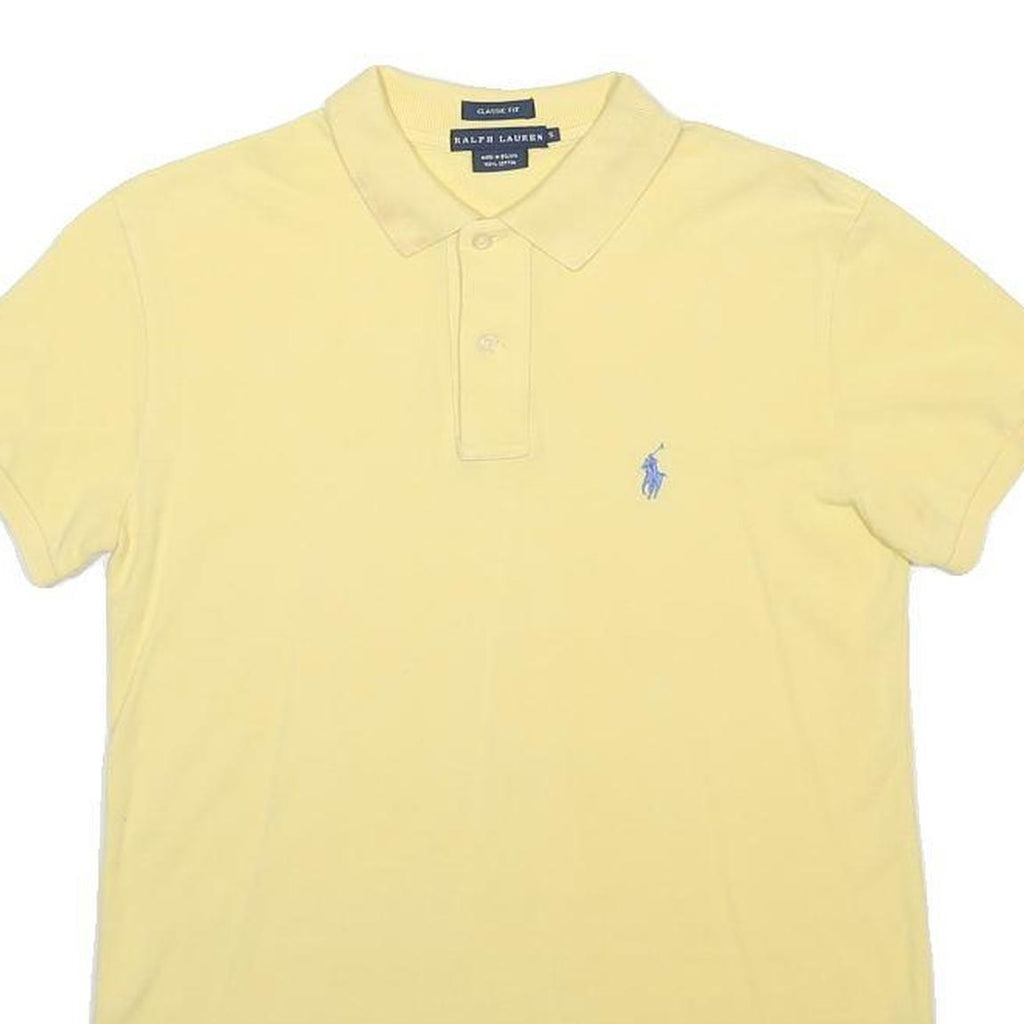 RALPH LAUREN Mens Yellow Short Sleeve Polo Shirt S Classic Fit Cotton Blend