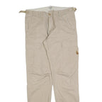 CARHARTT Mens Beige Regular Cargo Trousers W30 L32 Cotton Blend Zip Pocket