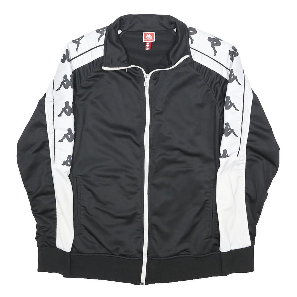 KAPPA Mens Black & White Track Jacket M Polyester Zip Athletic Sportswear
