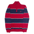 CHAPS Mens Patterned Jumper Red Striped 1/4 Zip Tight Knit M
