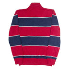 CHAPS Mens Patterned Jumper Red Striped 1/4 Zip Tight Knit M