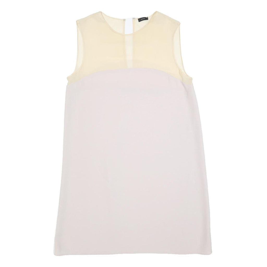 JOSEPH Womens Cream & White Sleeveless Shift Dress Polyester Blend Size L