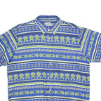 BEYELER Mens Blue & Green Patterned Cotton Blend Shirt XL Casual Summer Short