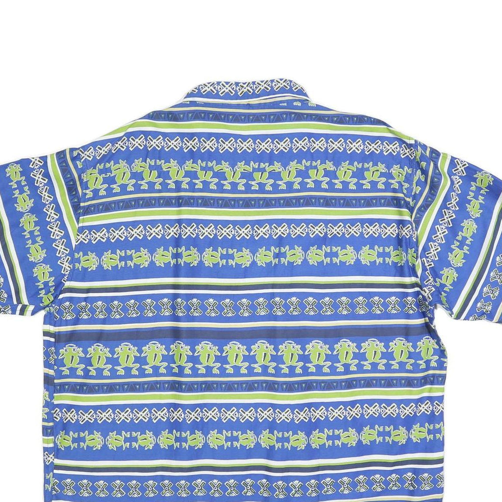 BEYELER Mens Blue & Green Patterned Cotton Blend Shirt XL Casual Summer Short