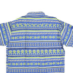 BEYELER Mens Blue & Green Patterned Cotton Blend Shirt XL Casual Summer Short