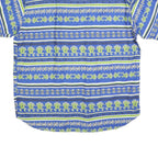 BEYELER Mens Blue & Green Patterned Cotton Blend Shirt XL Casual Summer Short