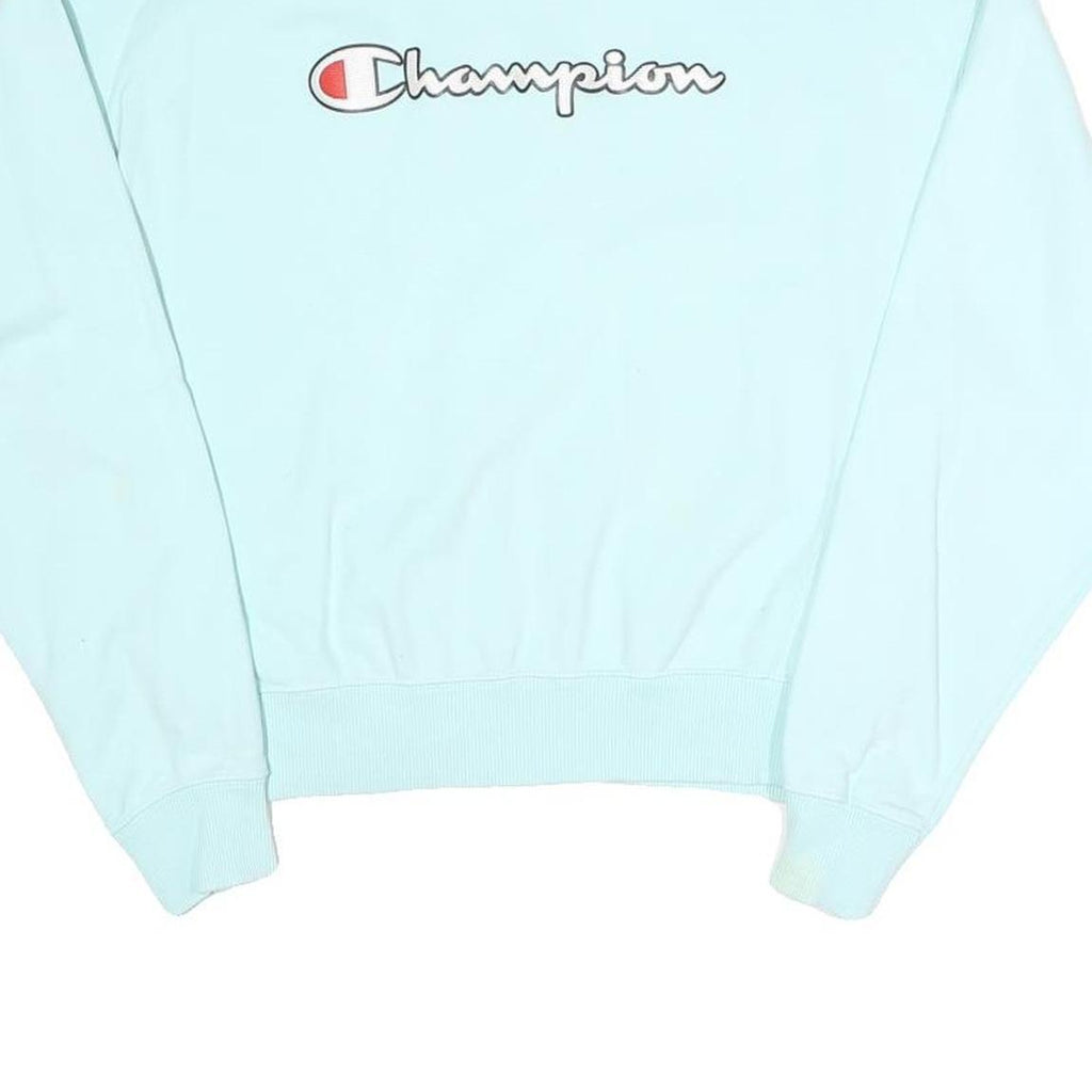CHAMPION Womens Blue Crew Neck S Logo Embroidered Cotton Blend Sweatshirt