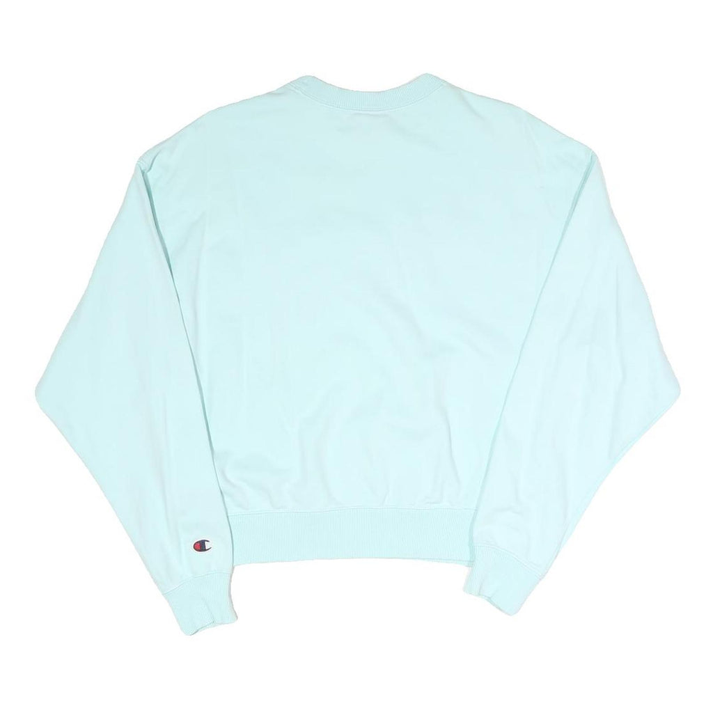 CHAMPION Womens Blue Crew Neck S Logo Embroidered Cotton Blend Sweatshirt