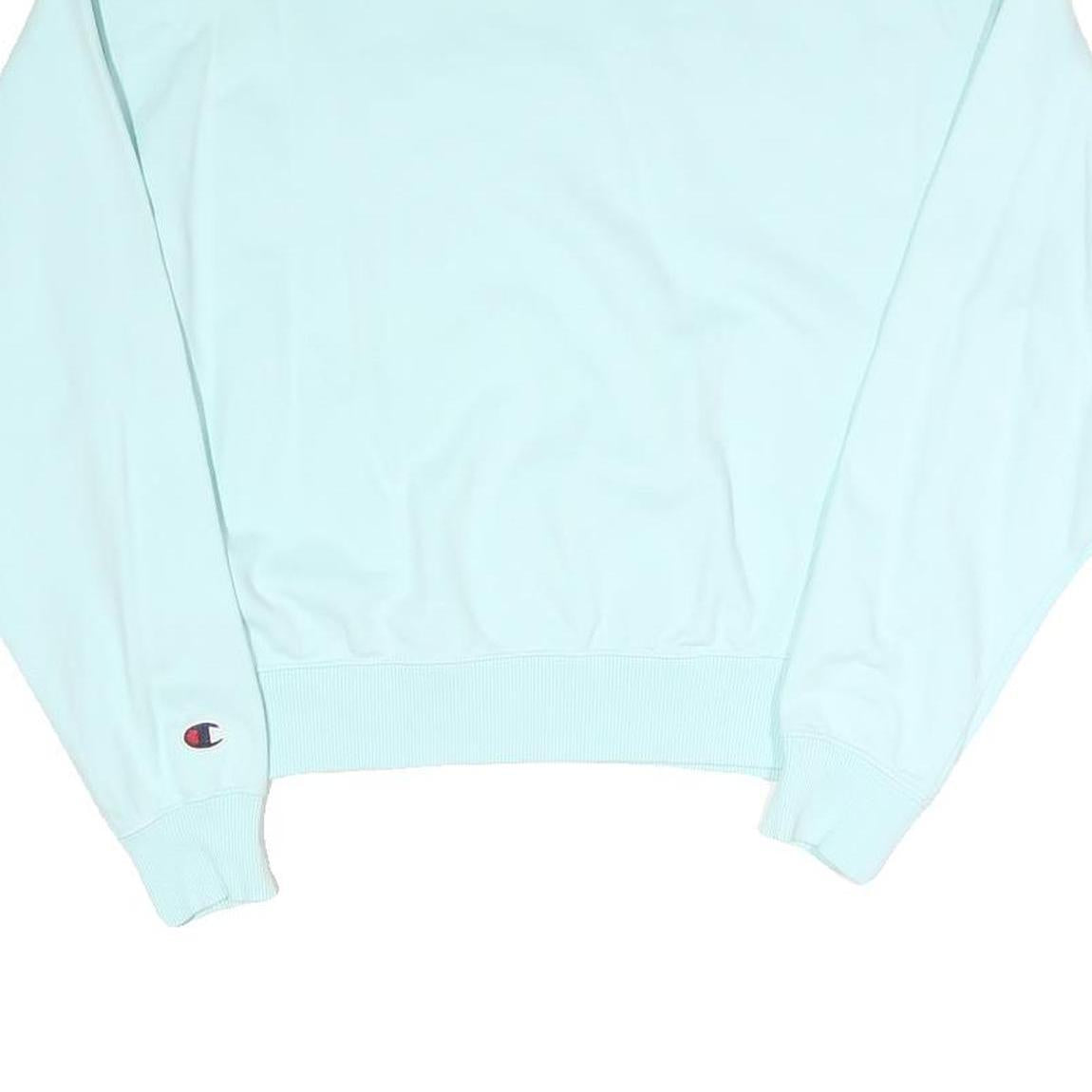 CHAMPION Womens Blue Crew Neck S Logo Embroidered Cotton Blend Sweatshirt