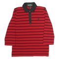 LAUREN RALPH LAUREN Womens Red & Black Stripe Long Sleeve Cotton Polo Shirt M