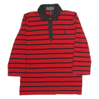 LAUREN RALPH LAUREN Womens Red & Black Stripe Long Sleeve Cotton Polo Shirt M