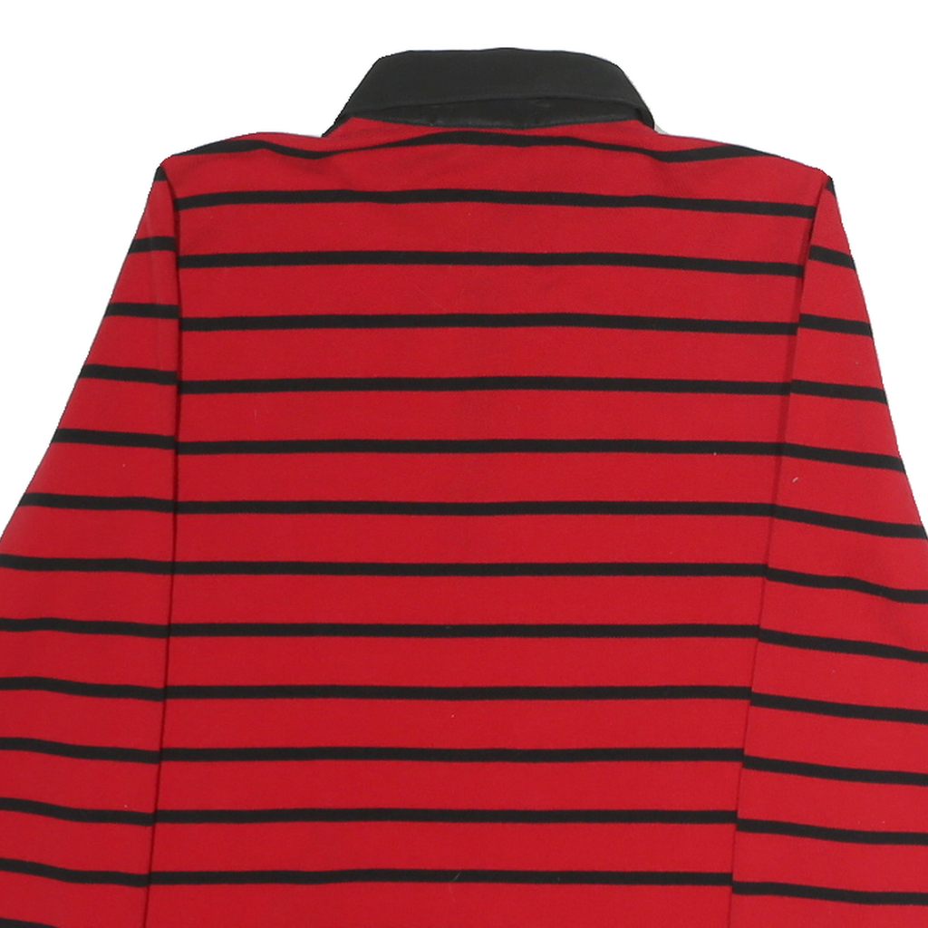 LAUREN RALPH LAUREN Womens Red & Black Stripe Long Sleeve Cotton Polo Shirt M