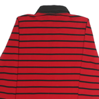 LAUREN RALPH LAUREN Womens Red & Black Stripe Long Sleeve Cotton Polo Shirt M