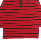 LAUREN RALPH LAUREN Womens Red & Black Stripe Long Sleeve Cotton Polo Shirt M