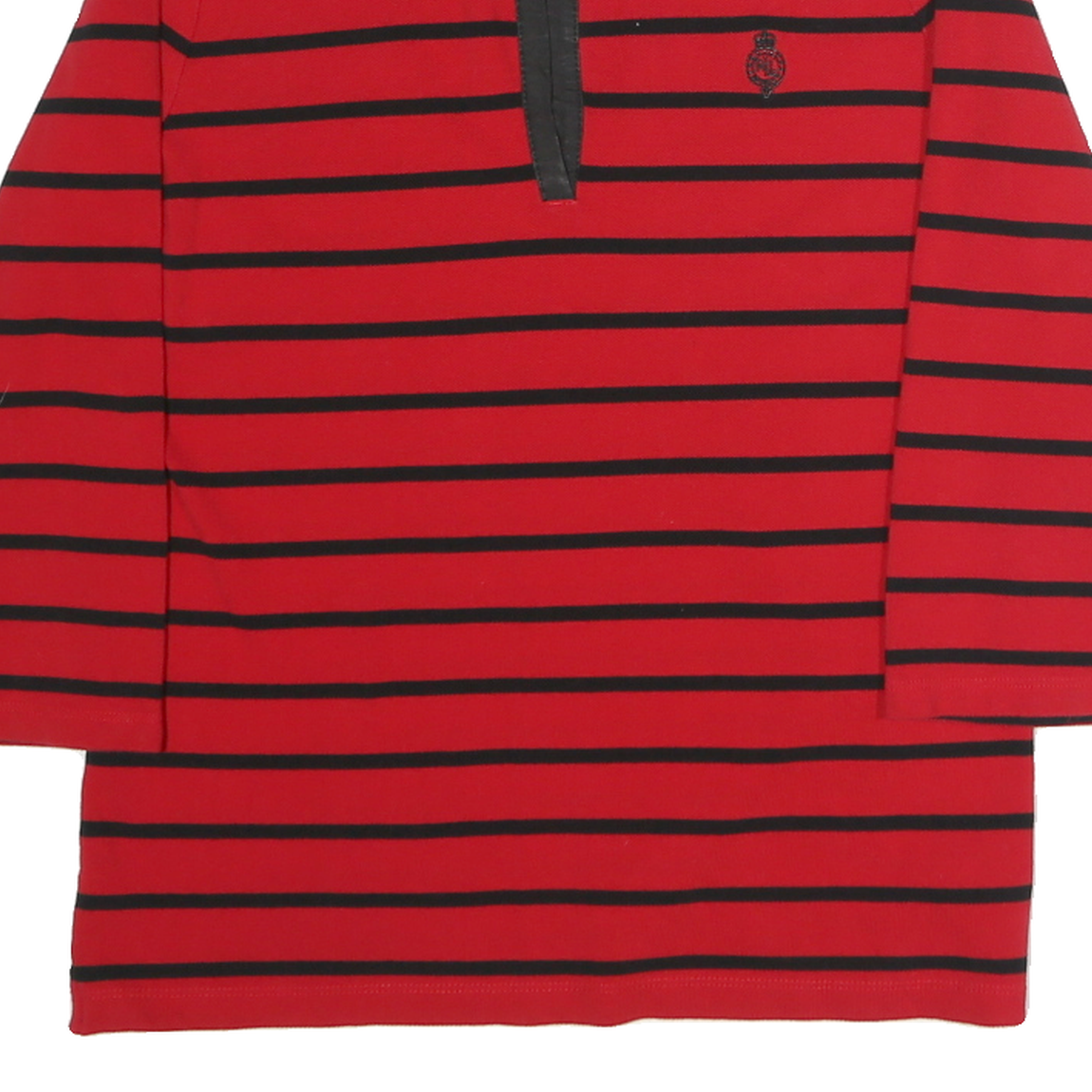 LAUREN RALPH LAUREN Womens Red & Black Stripe Long Sleeve Cotton Polo Shirt M