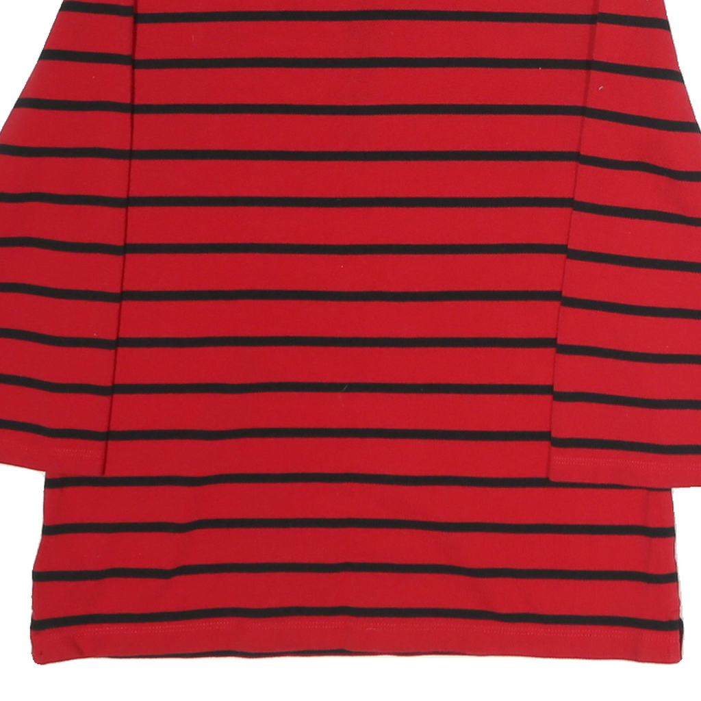 LAUREN RALPH LAUREN Womens Red & Black Stripe Long Sleeve Cotton Polo Shirt M