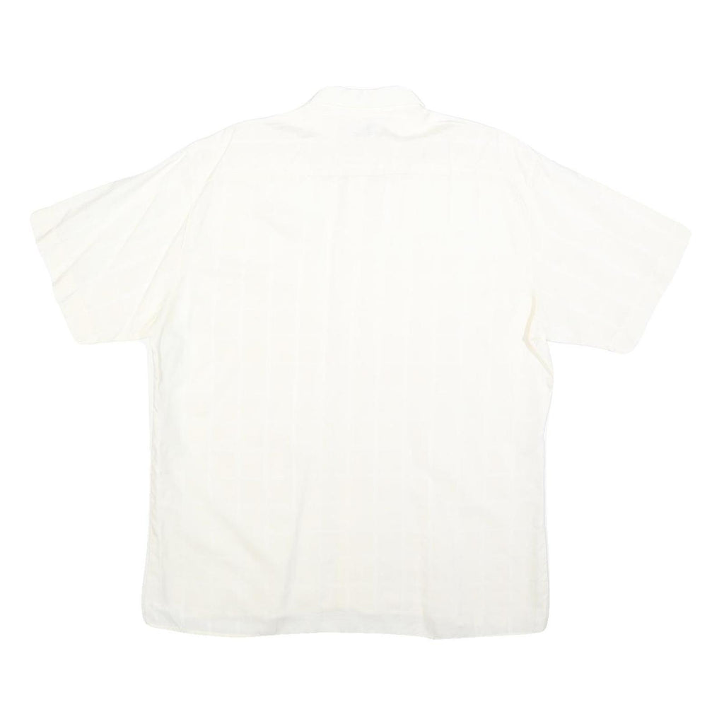 COLDOR Mens White Cotton Blend Shirt L Casual Button Down Summer Short Sleeve