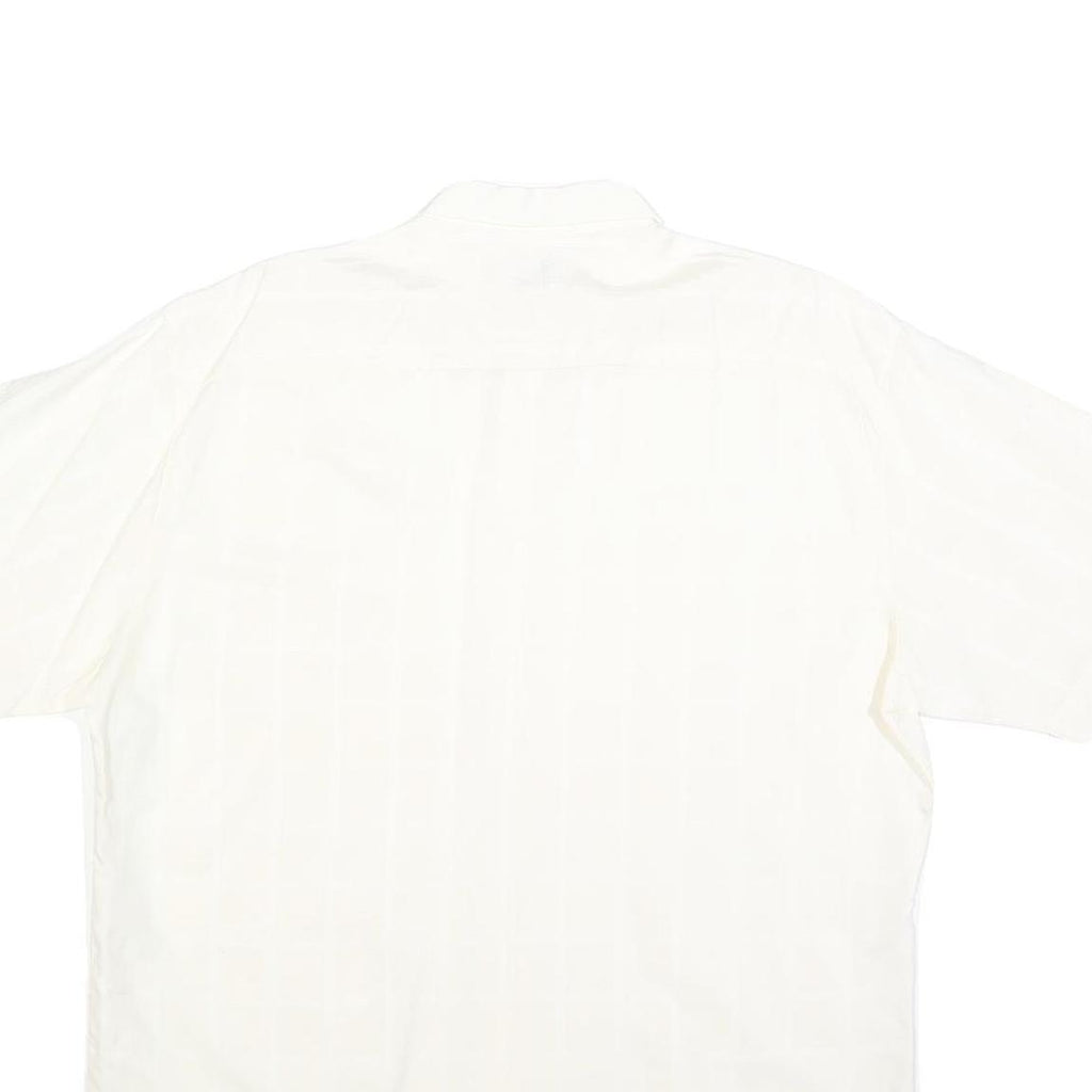 COLDOR Mens White Cotton Blend Shirt L Casual Button Down Summer Short Sleeve