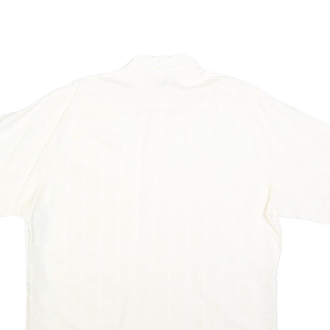 COLDOR Mens White Cotton Blend Shirt L Casual Button Down Summer Short Sleeve