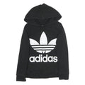 ADIDAS Womens Black Hoodie UK 8 Cotton Blend Logo Sweatshirt