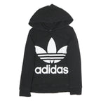 ADIDAS Womens Black Hoodie UK 8 Cotton Blend Logo Sweatshirt
