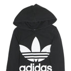 ADIDAS Womens Black Hoodie UK 8 Cotton Blend Logo Sweatshirt