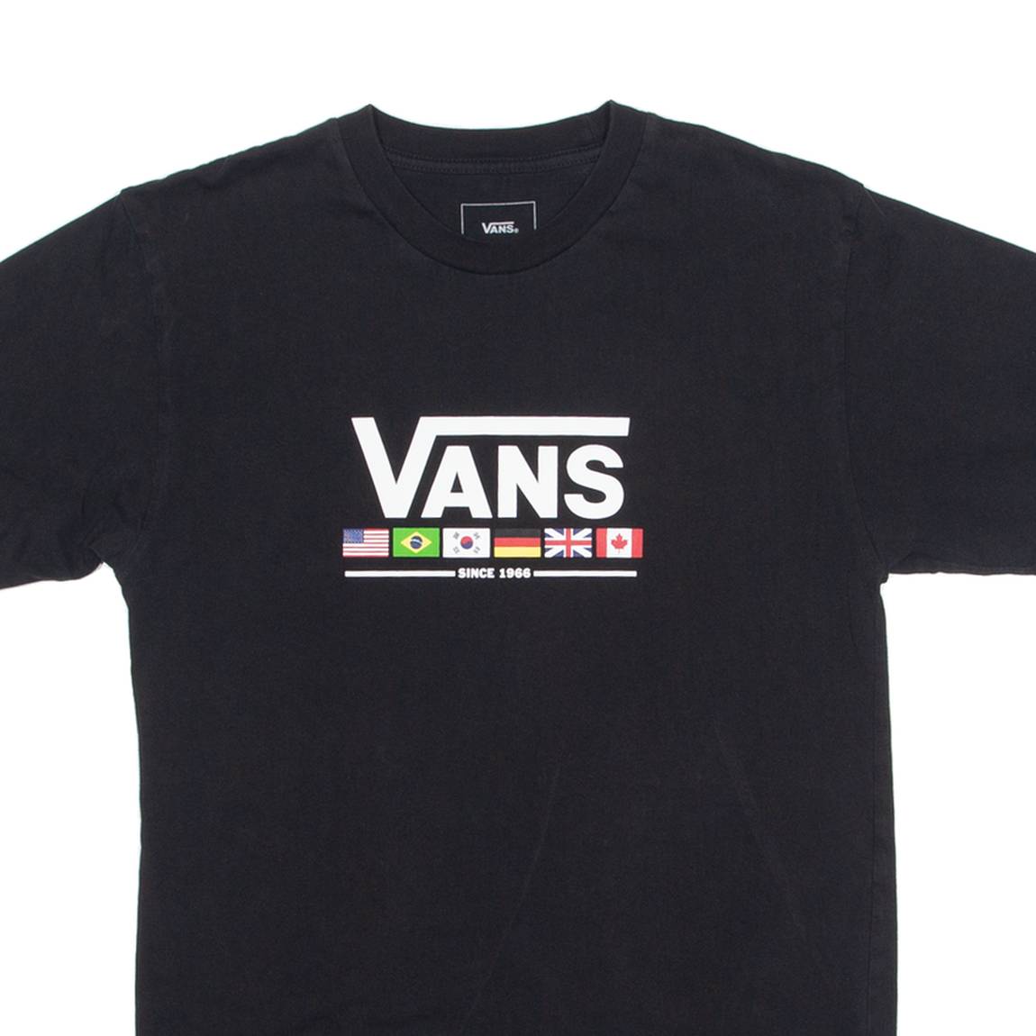 VANS Mens T-Shirt Black Crew Neck S